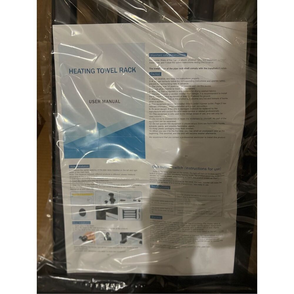 Brand New 4 Row Bars Kettle Black Heated Warming Towel Rack - Picture 5 of 5